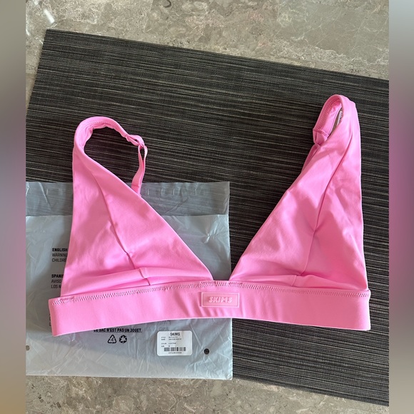 Skims Swim Plunge Bikini Top Sz M in Light Pink - Picture 5 of 6